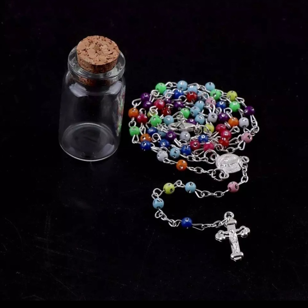 Children’s Holy rosary, Multicolored 4mm beads with silver chain accents